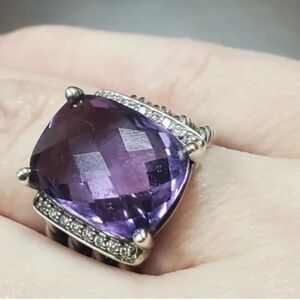 David Yurman Purple Gemstone Ring with Silver Accents